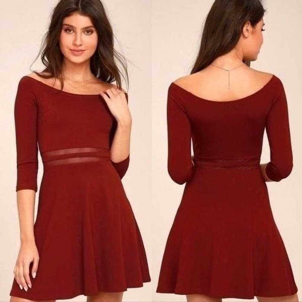 Lulus Yes to the Mesh Skater Dress in Wine Red Si… - image 1