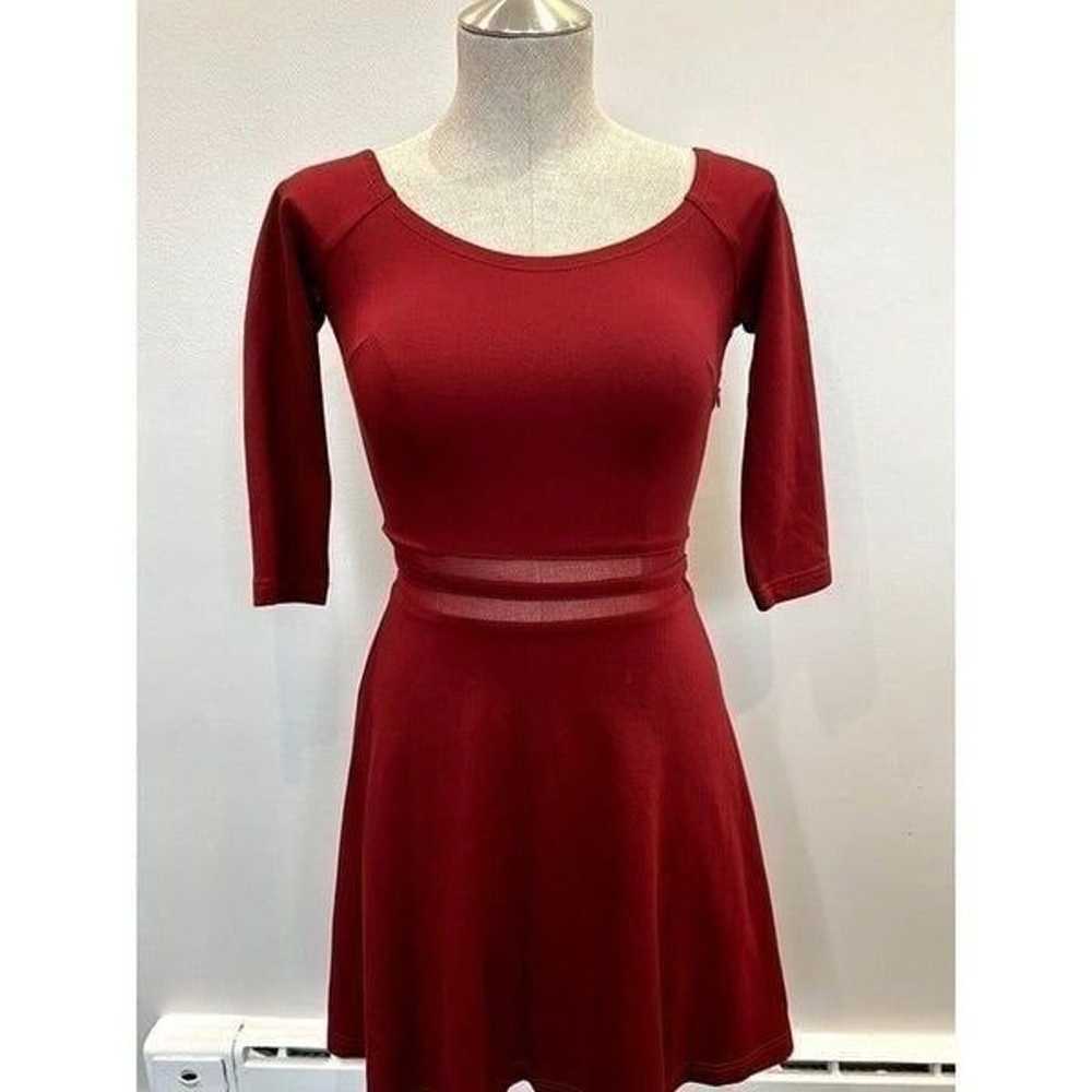 Lulus Yes to the Mesh Skater Dress in Wine Red Si… - image 2