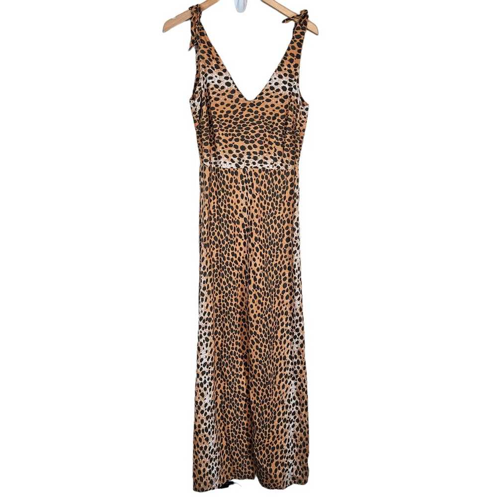 Asos Tie Back Linen Maxi Dress in Leopard Print - image 1