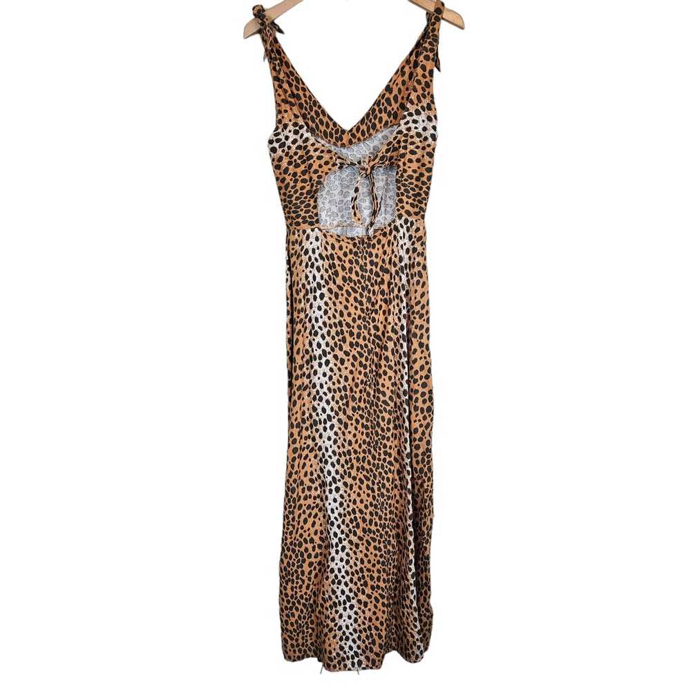 Asos Tie Back Linen Maxi Dress in Leopard Print - image 2