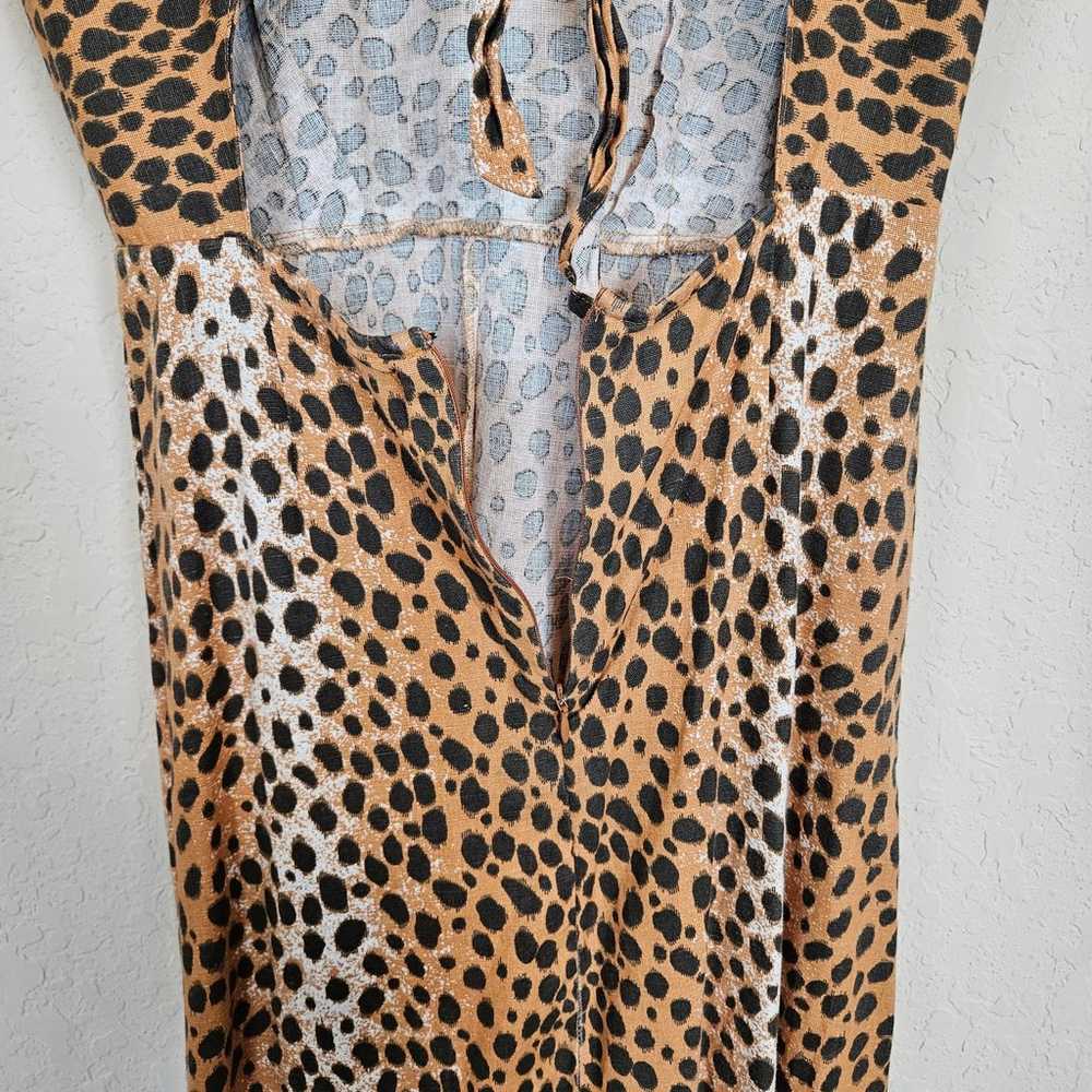 Asos Tie Back Linen Maxi Dress in Leopard Print - image 3
