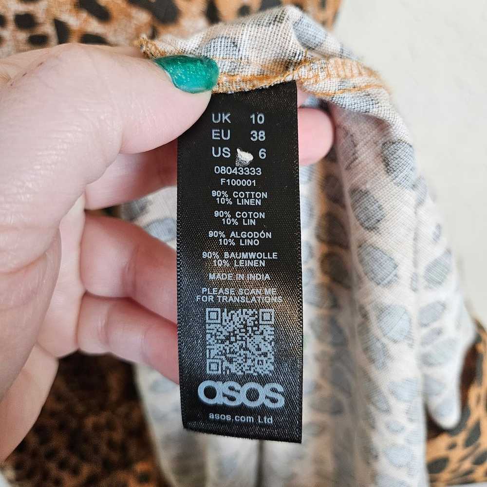 Asos Tie Back Linen Maxi Dress in Leopard Print - image 8