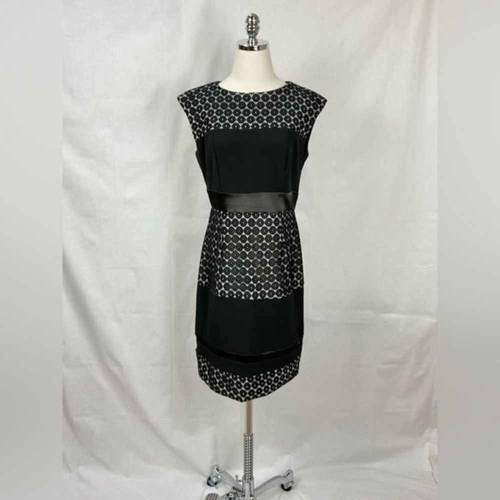 Black Lace Sheath Dress Mixed Media Sz 6 Cocktail… - image 2