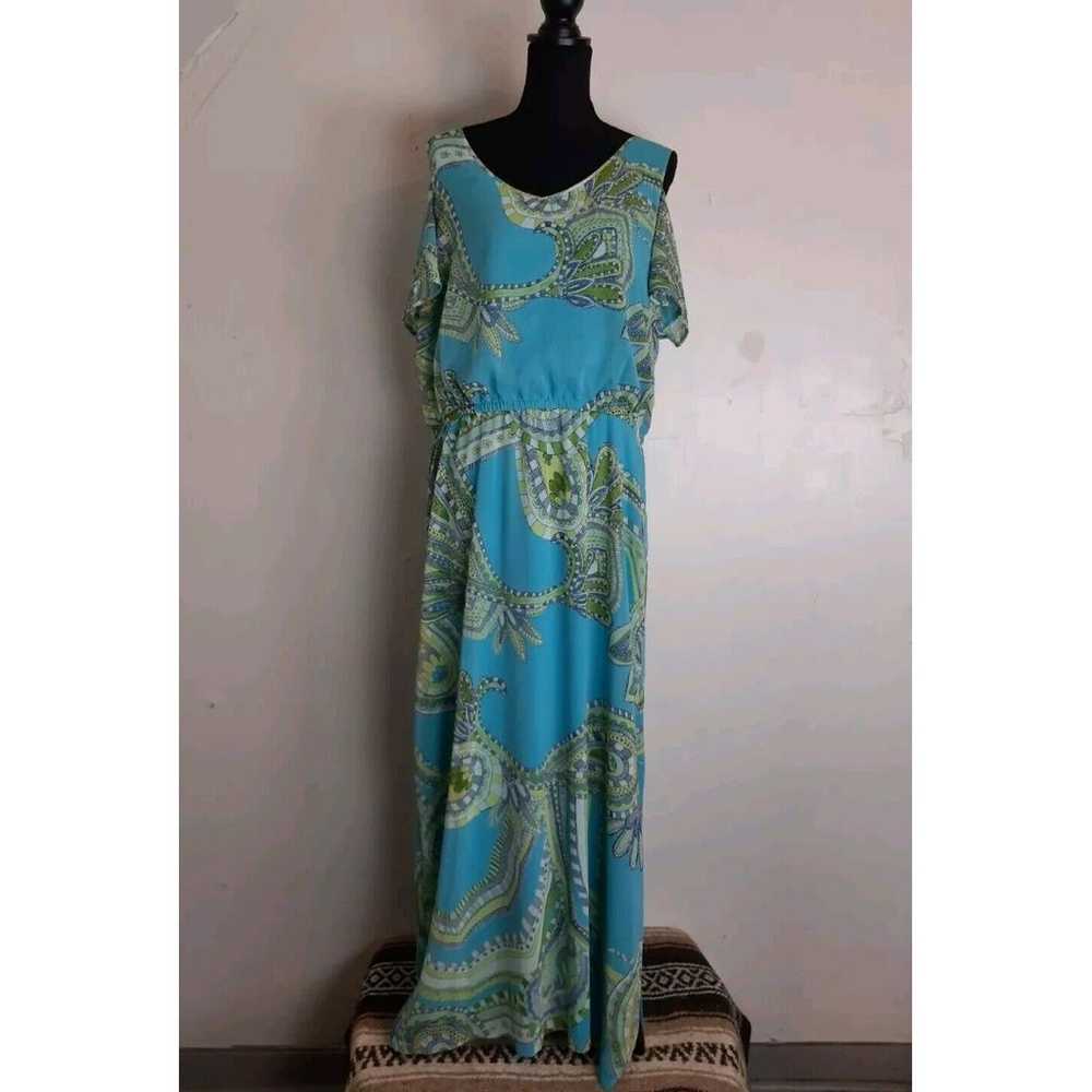 Chico's Maxi Dress Size 2 US 12 Turquoise Paisley… - image 1