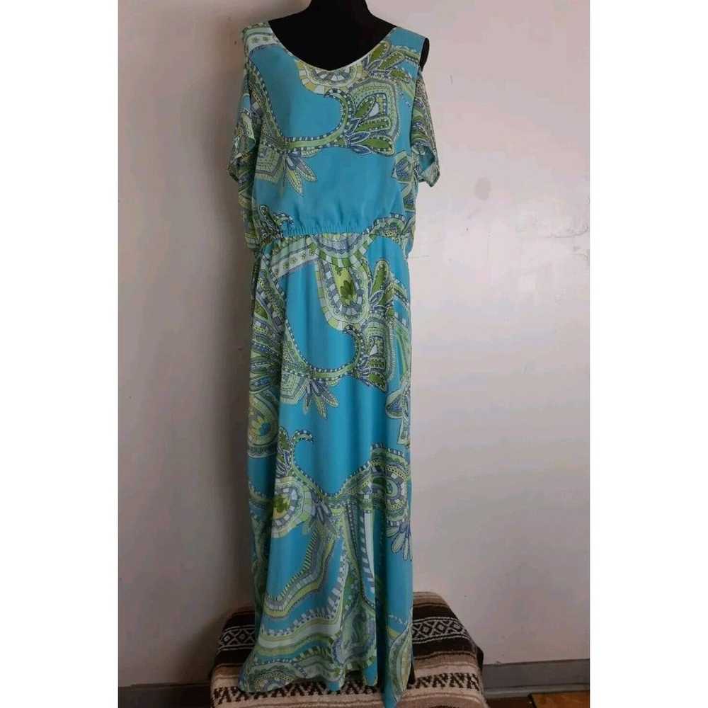 Chico's Maxi Dress Size 2 US 12 Turquoise Paisley… - image 2