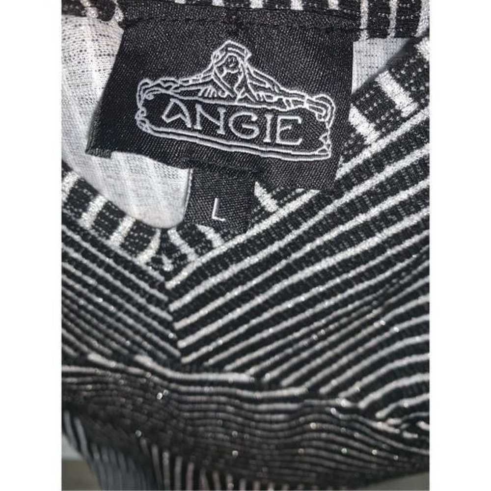 Angie Black & Metallic Silver Striped Wide Leg Ju… - image 4