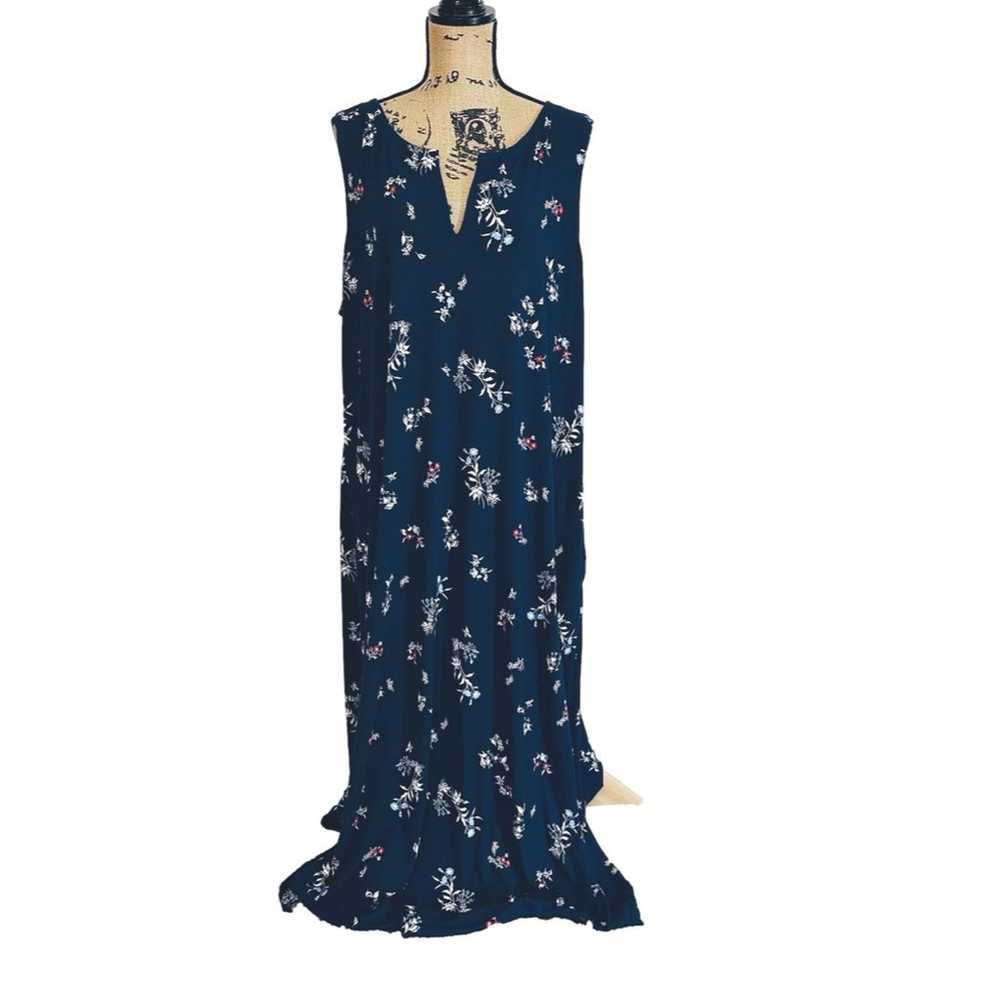 J. Jill Navy Floral Sleeveless Dress Size 3X - image 2