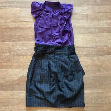BCBGMaxazria purple and black sleeveless fit and … - image 1