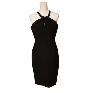 Lulu's black midi fitted cross front Keyhole dres… - image 1