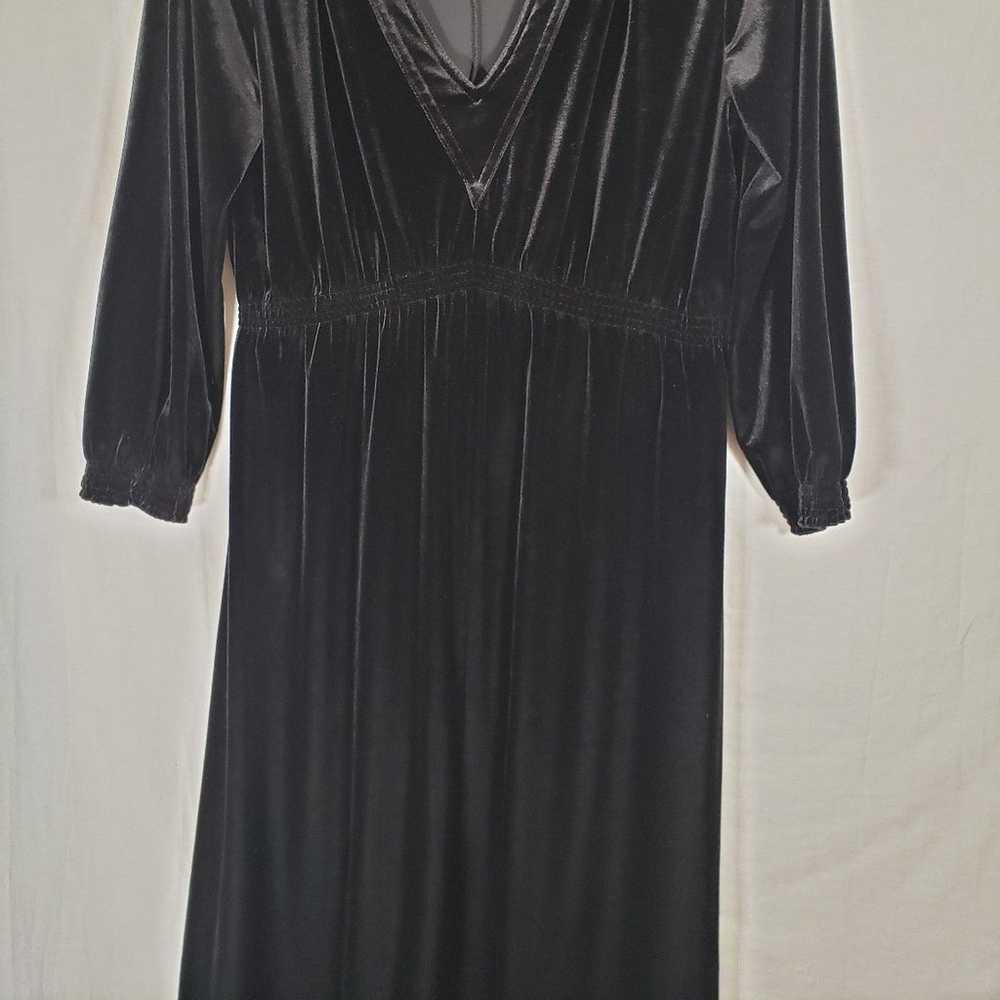 Jones New York Signature Black Velvet Dress Sz L. - image 2