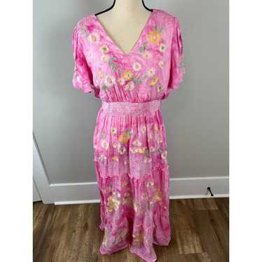 Savanna Jane Women's L Maxi Dress Pink Embroidere… - image 1