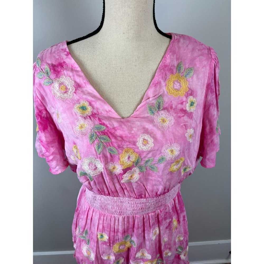 Savanna Jane Women's L Maxi Dress Pink Embroidere… - image 2