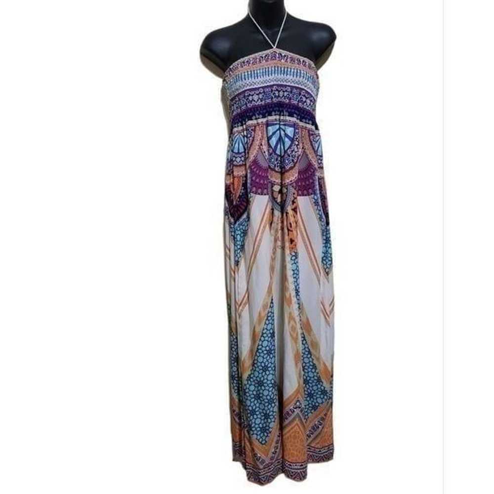 Papaya  Multicolored Printed Halter Tassel Front … - image 1