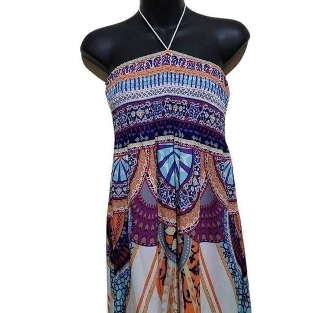 Papaya  Multicolored Printed Halter Tassel Front … - image 3