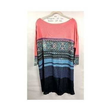 Free People| Coral Stripe| 3/4 Sleeves Sweater Dr… - image 1