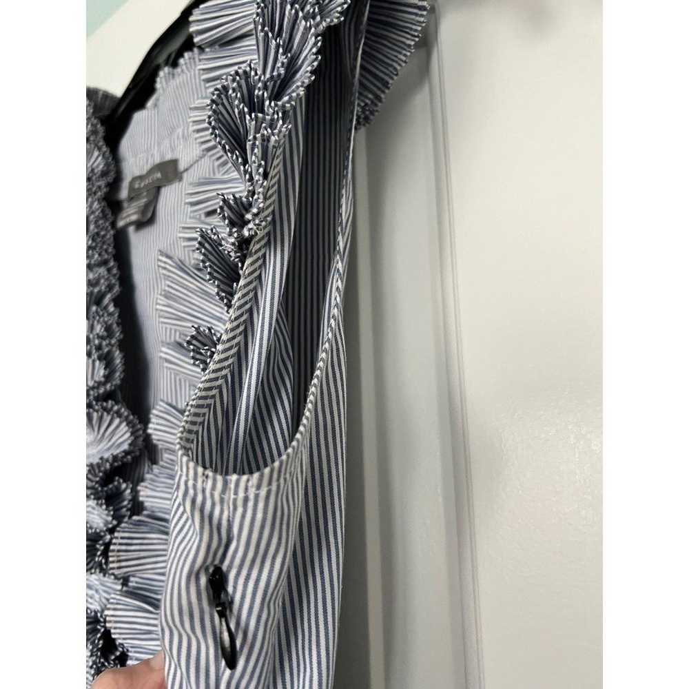 EUC Gracia Black Pleated Dress with Navy Pinstrip… - image 11