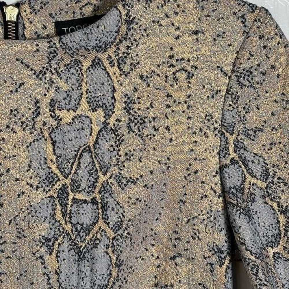 TopShop Sz 4 Metallic Gold Snakeskin Print Dress … - image 4