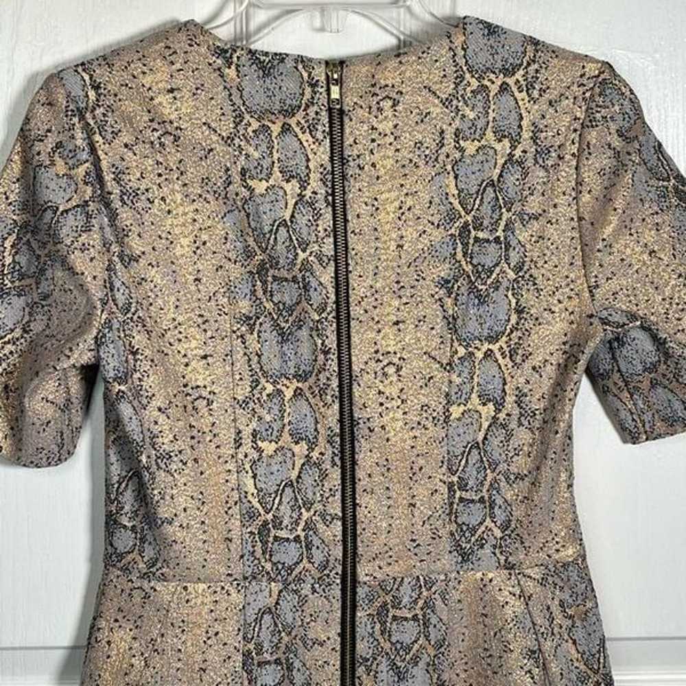 TopShop Sz 4 Metallic Gold Snakeskin Print Dress … - image 9