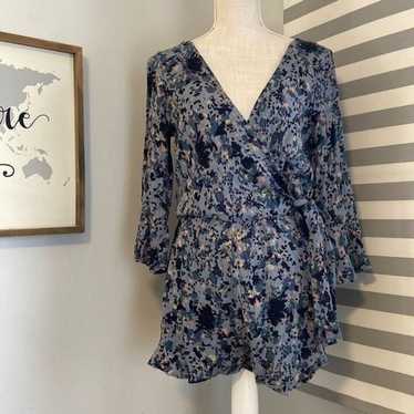 Free People Blue Patterned All The Right Ruffles … - image 1