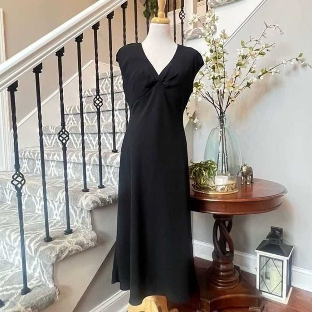 Jones Wear Dress Womens 10 Black Midi A-Line V Ne… - image 1