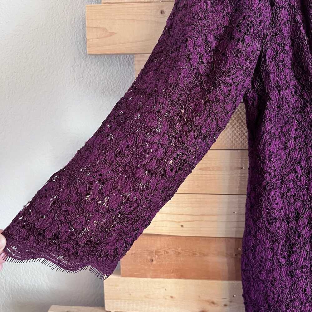 Adrianna Papell Deep Purple Sheath floral Lace Zi… - image 3