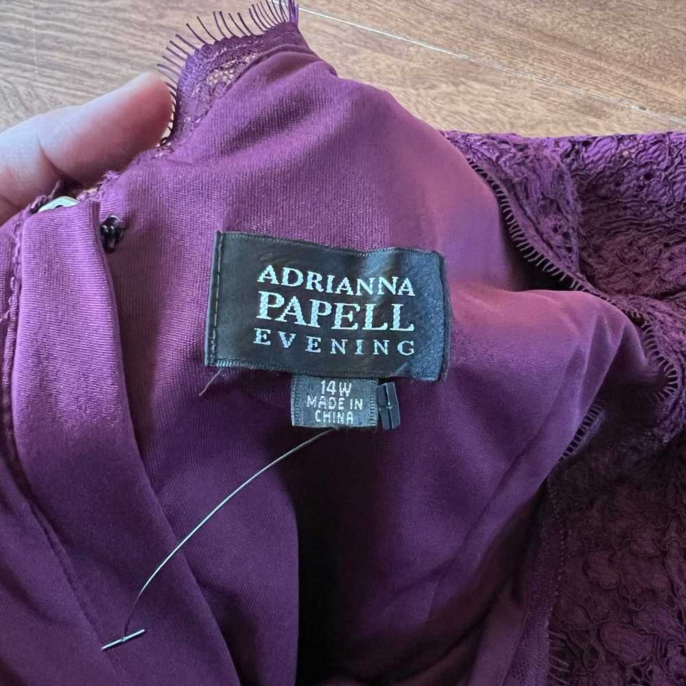 Adrianna Papell Deep Purple Sheath floral Lace Zi… - image 5