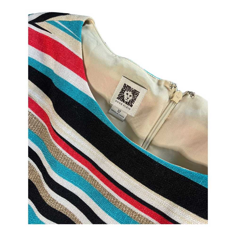 ANNE KLEIN Bright Color Striped Fit Flare DRESS W… - image 4