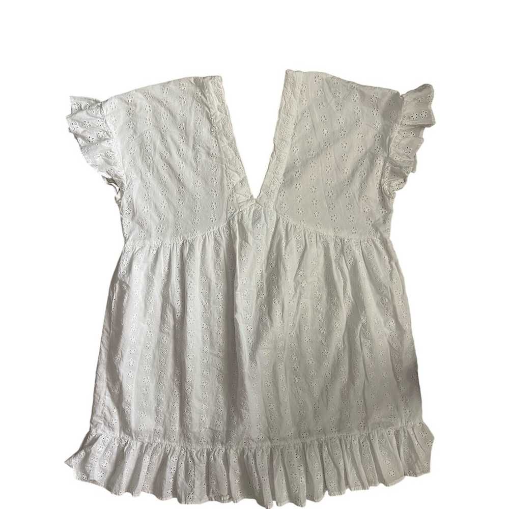 ASOS Eyelet Deep V-Neck Mini Dress Flutter Sleeve… - image 4
