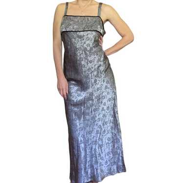 VTG 90s Y2K Metallic Floral Maxi Slip Dress - image 1
