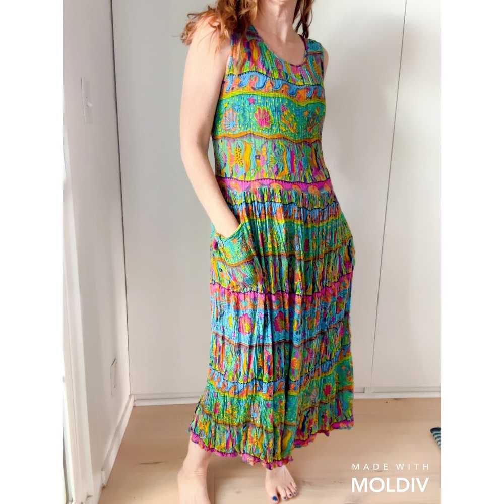 VTG 90s BILA Sundress Medium Green Fish Novelty P… - image 10