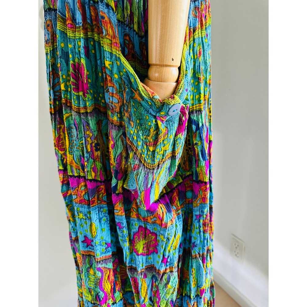 VTG 90s BILA Sundress Medium Green Fish Novelty P… - image 7