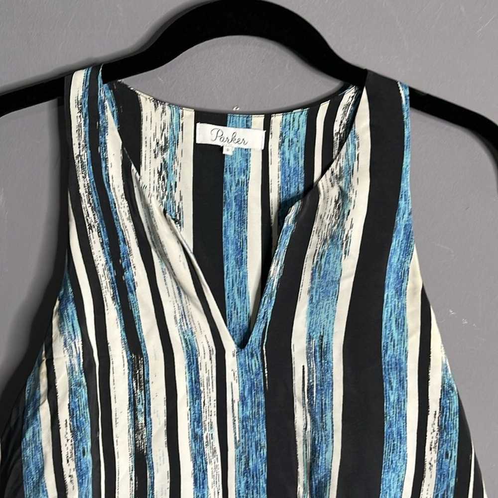 Parker Black and Blue Silk Sleeveless Flowy Layer… - image 3