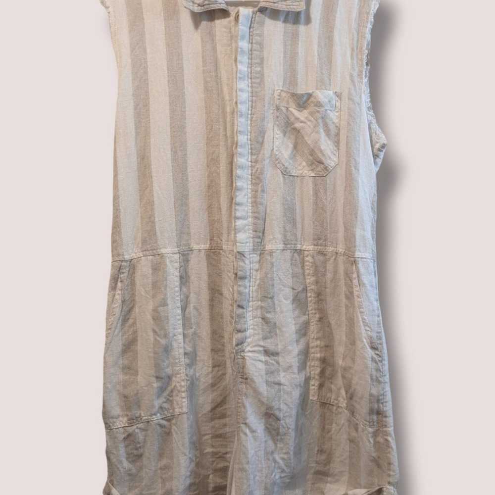 Blank NYC Off-White Striped 100% Linen Romper - image 2