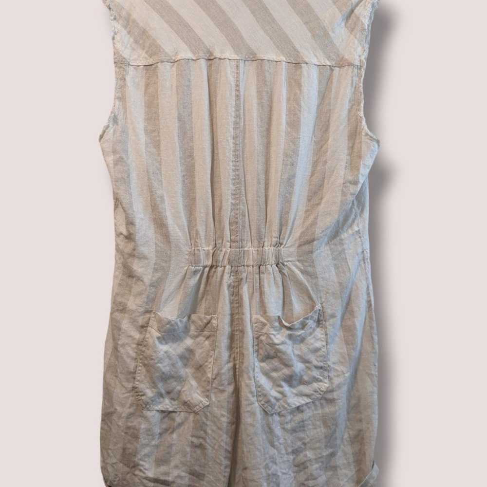Blank NYC Off-White Striped 100% Linen Romper - image 3
