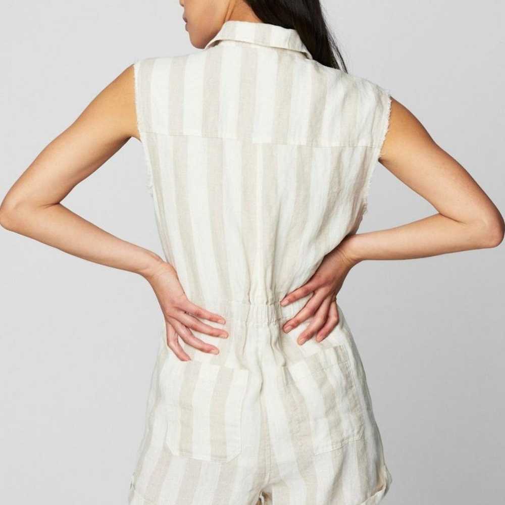 Blank NYC Off-White Striped 100% Linen Romper - image 4
