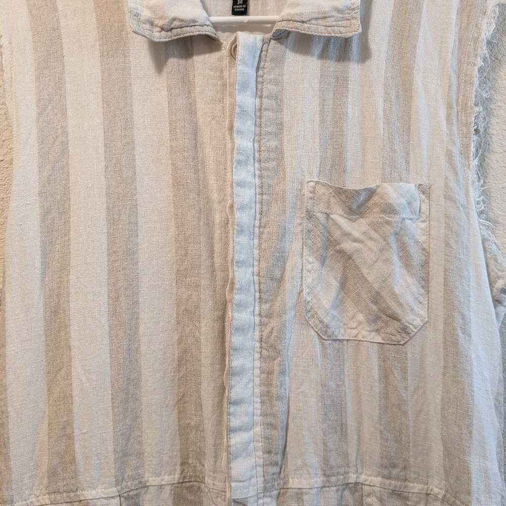 Blank NYC Off-White Striped 100% Linen Romper - image 6