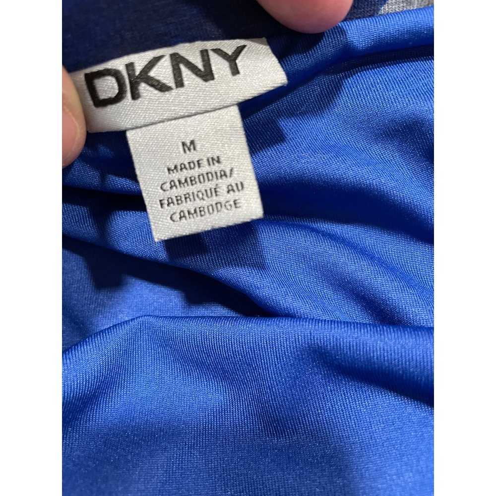 DKNY Blue Grey Geometric Strapless Stretch Maxi D… - image 3