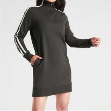 Athleta Circa Track Sweatshirt Dress Black and Wh… - image 1