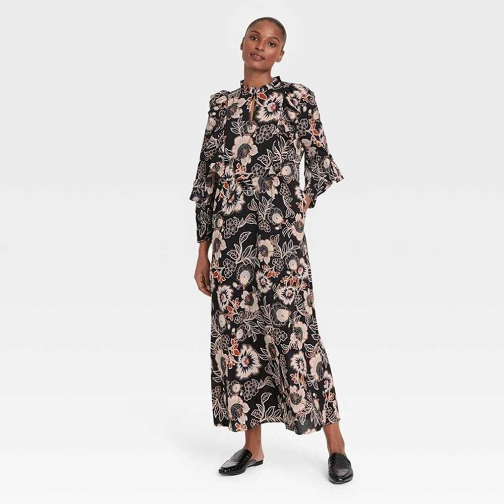 Who What Wear Long Sleeve Batik Floral Maxi Dress… - image 1