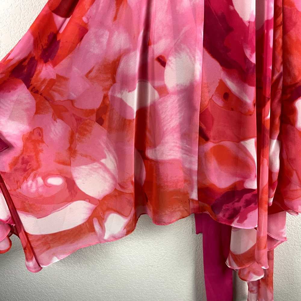 Eliza J Floral Midi Dress Womens 12 Pink Red Asym… - image 11