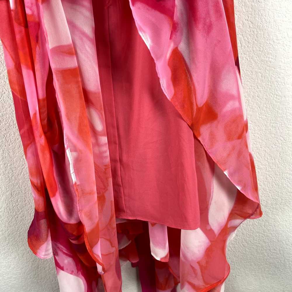 Eliza J Floral Midi Dress Womens 12 Pink Red Asym… - image 12