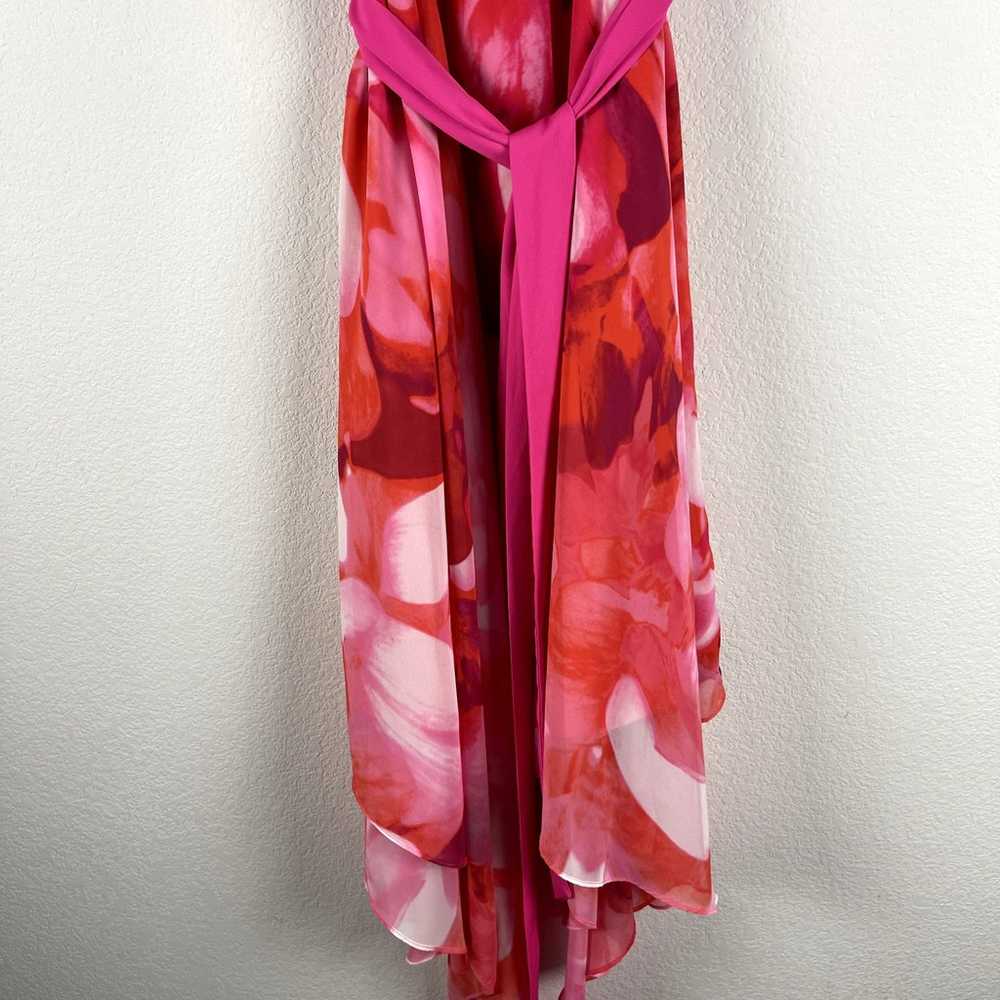 Eliza J Floral Midi Dress Womens 12 Pink Red Asym… - image 3