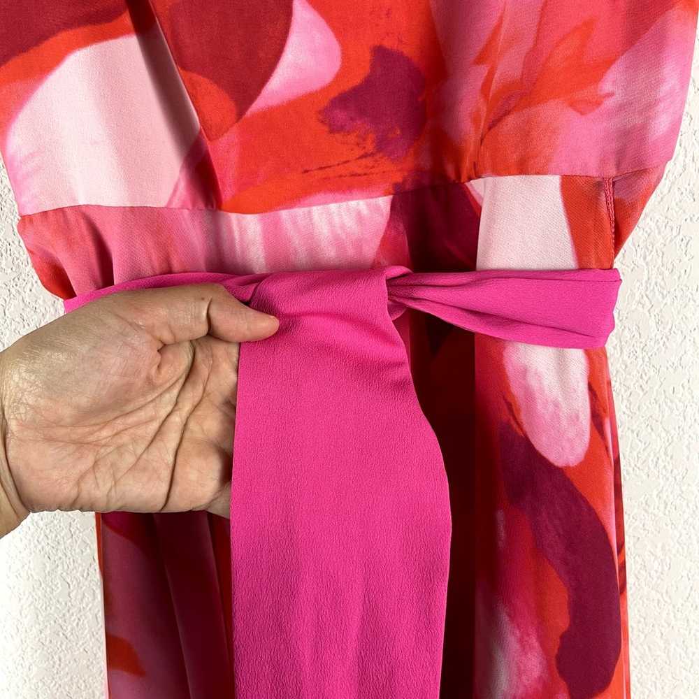 Eliza J Floral Midi Dress Womens 12 Pink Red Asym… - image 4