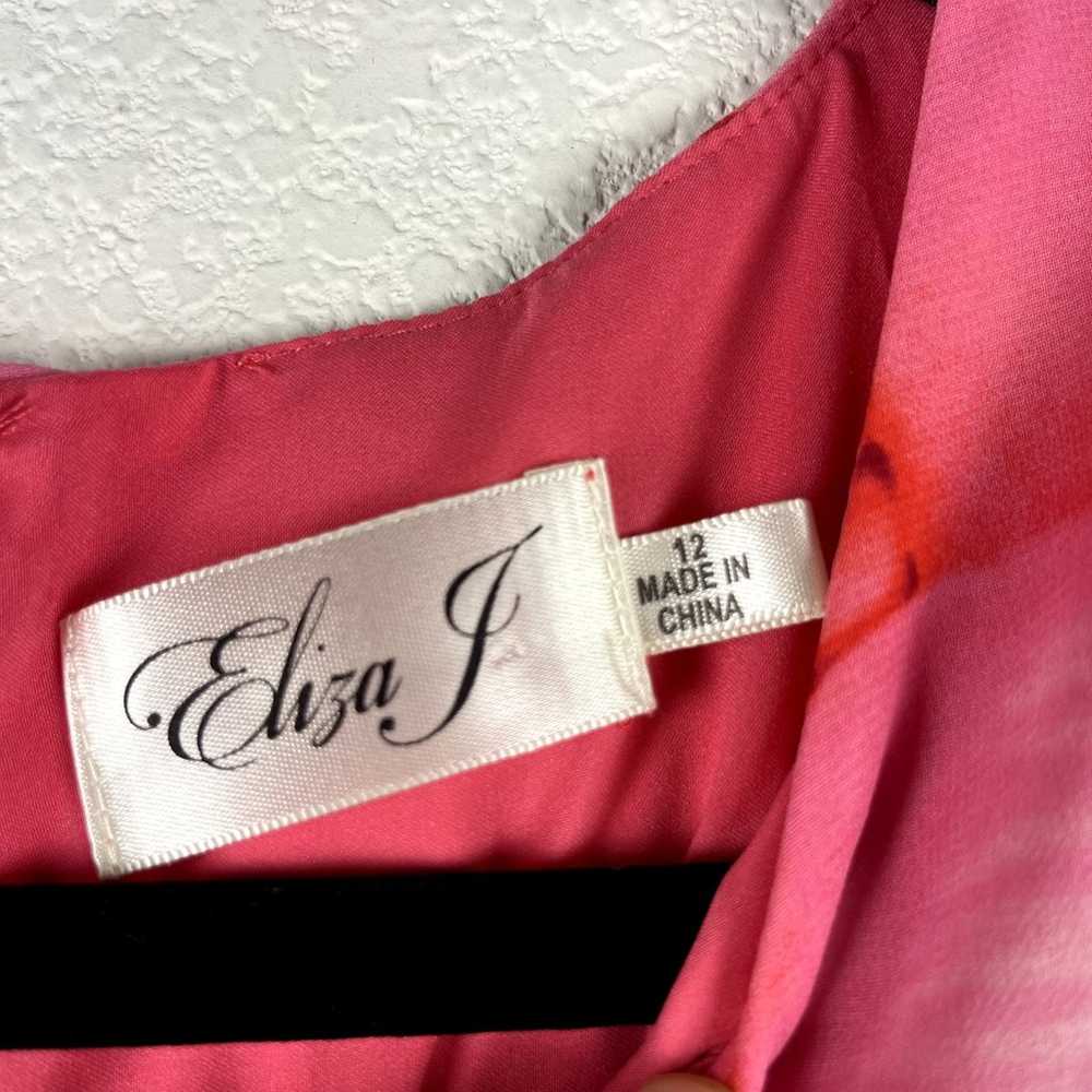 Eliza J Floral Midi Dress Womens 12 Pink Red Asym… - image 5