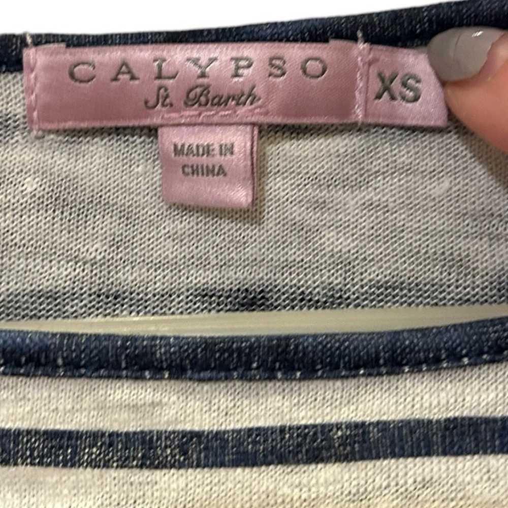 Calypso St. Barth 100% Linen Striped Midi Dress S… - image 3