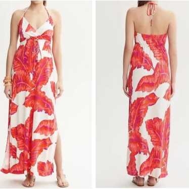 Milly Collection Halter Maxi Dress Silk Blend Bana
