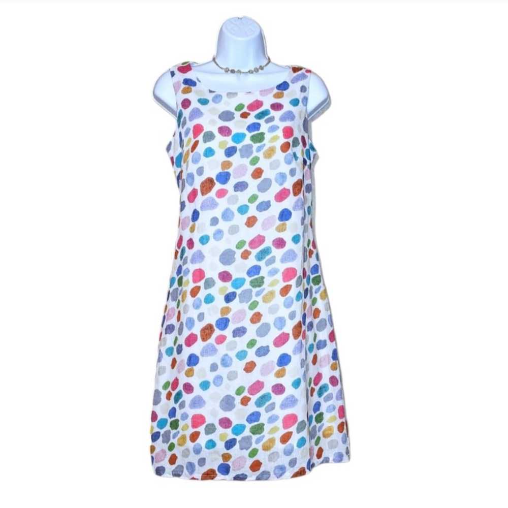 Charlie B Linen Blend Dot Dress - Small - image 1
