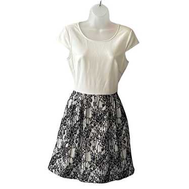 Betsey Johnson Fit and Flare Black Lace and White 
