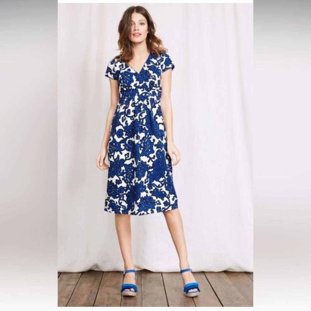 Boden Floral Blue Vine Casual Jersey Dress - image 1