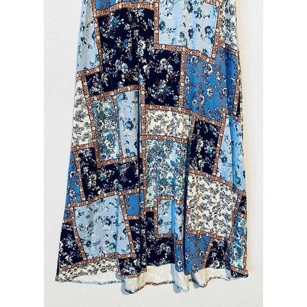 J Jill Dress Womens Medium Blue Boho Floral Patch… - image 2